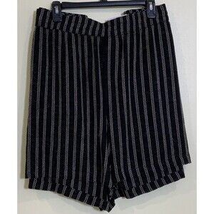 Sonoma Women's Pull-On Easy Shorts Black White Chevron Linen Blend Size 4X NWT